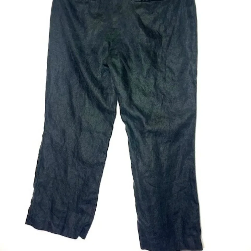Banana Republic Women's 100% Linen Black Cropped High Rise‎ Casual Pants Sz 10